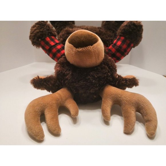 Aurora Lumberjack Moose 16" Bear Plush Stuffed Animal Plaid Overalls 2018 - Picture 4 of 5